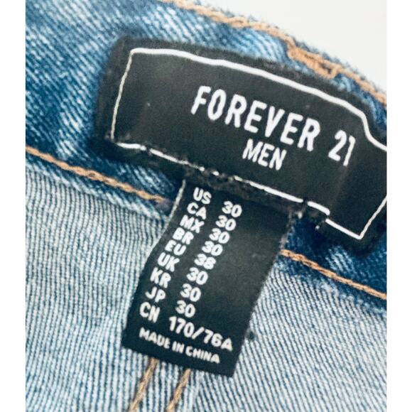 Forever 21 Men's Moto Distressed Skinny Jeans, Sz 30 Vintage bBlue - Picture 5 of 7